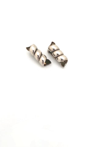 Anton Michelsen Denmark vintage silver spiral earrings clips Scandinavian Modernist jewelry design