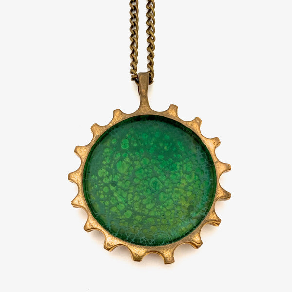 detail Bernard Chaudron Canada vintage bronze enamel pendant necklace Canadian Modernist jewelry design