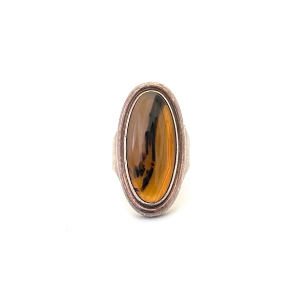 detail Darla Hesse Canada vintage extra large silver agate ring Canadian Modernist jewelry design