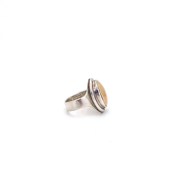 Drala Hesse silver & 14k gold oval dome ring