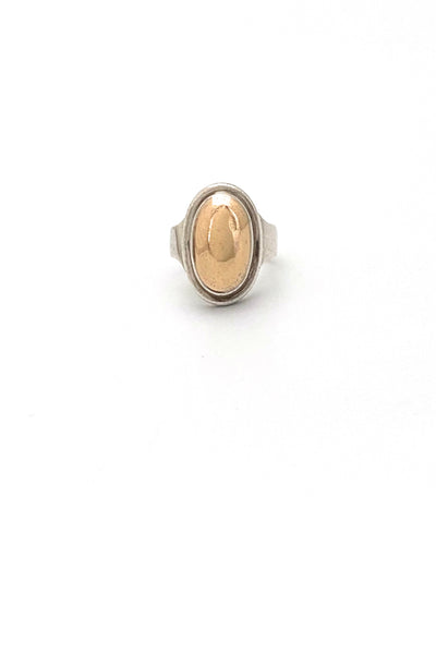 Darla Hesse Canada vintage silver 14k gold oval dome ring Canadian Modernist jewelry design