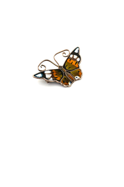 David-Andersen Norway vintage silver enamel detailed butterfly brooch Scandinavian jewelry design