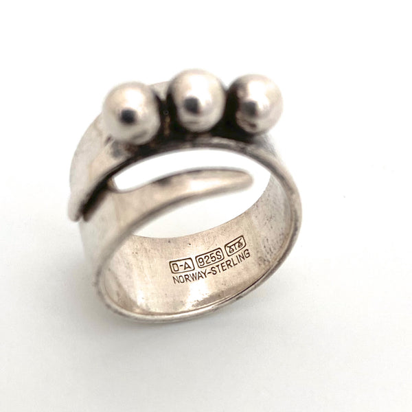 David-Andersen silver wrap ring ~ 3 shperes