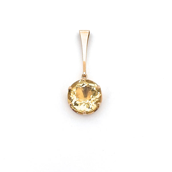 Elis Kauppi for Kupittaan Kulta large 14k gold & citrine pendant