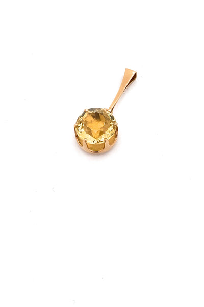 Elis Kauppi for Kuppittaan Kulta Finland vintage 14k gold citrine large pendant Scandinavian Modernist jewelry design