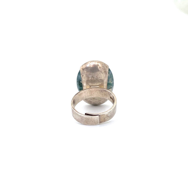 Elis Kauppi large silver & moss agate ring