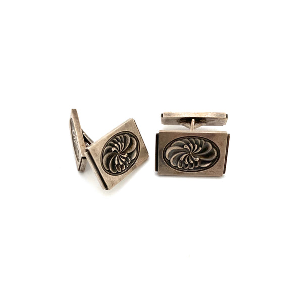 detail Georg Jensen Denmark vintage sterling silver cufflinks by Henry Pilstrup Scandinavian jewelry design