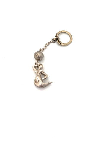 Georg Jensen Denmark vintage silver mermaid key chain pendant 45 Henning Koppel Scandinavian Modernist jewelry design