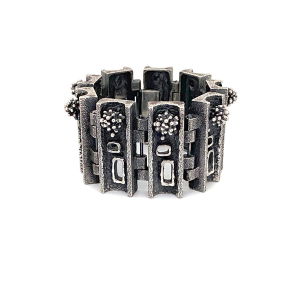 Guy Vidal sculptural brutalist pewter link bracelet ~ extra large