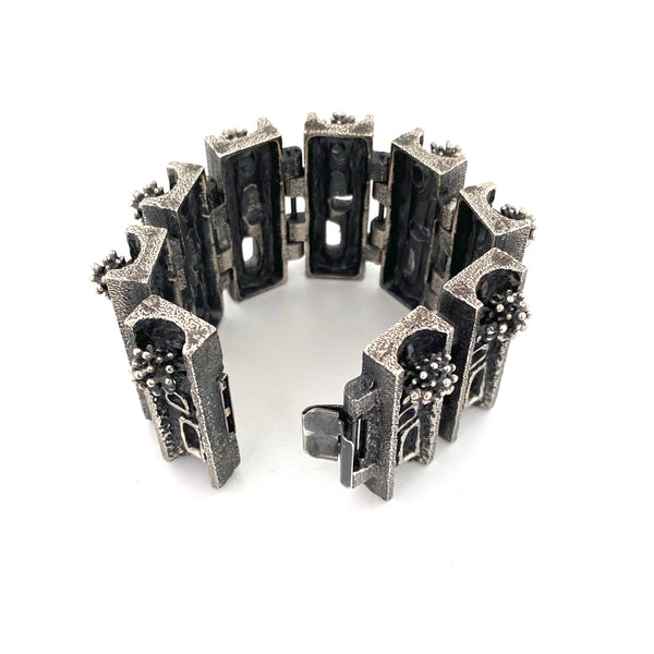 Guy Vidal sculptural brutalist pewter link bracelet ~ extra large