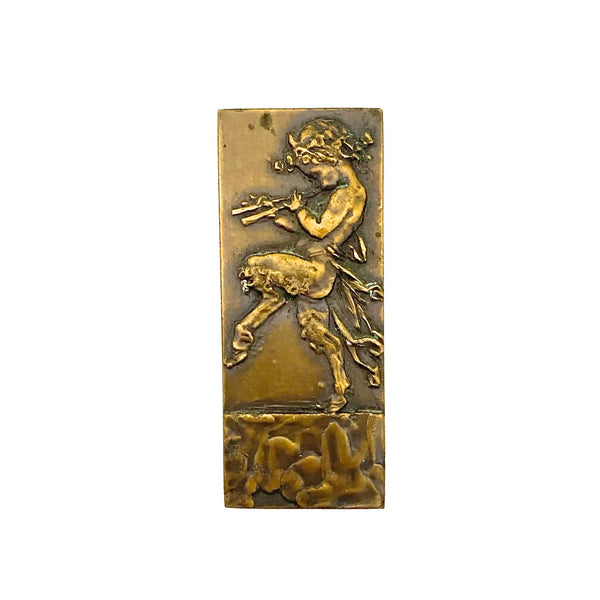 Henri Dropsy France bronze plaque of Pan