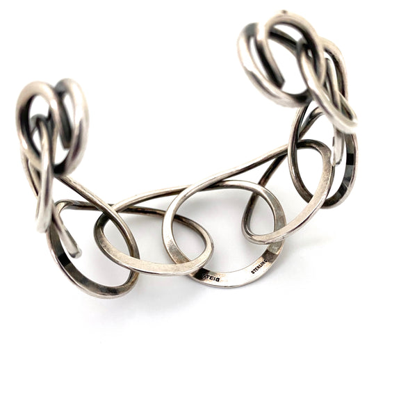 Henry Steig silver coils flexible cuff bracelet