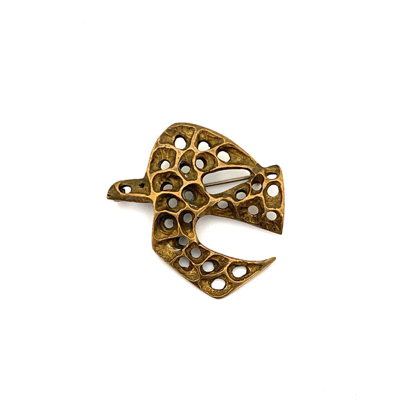 detail Bernard Chaudron Canada vintage brutalist bronze bird brooch Canadian Modernist jewelry design