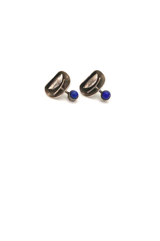 Juhls Norway vintage silver lapis kinetic earrings Scandinavian Modernist jewelry design