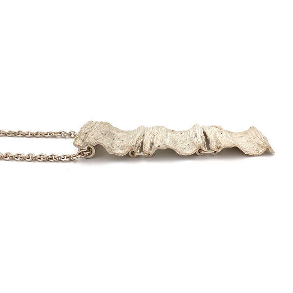 profile Knud V Andersen for Anton Michelsen Denmark large silver articulated Bark pendant necklace Scandinavian Modernist jewelry design