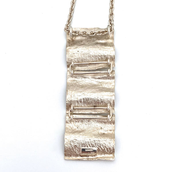 Knud V Andersen large articulated silver 'Bark' pendant necklace