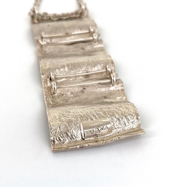 Knud V Andersen large articulated silver 'Bark' pendant necklace