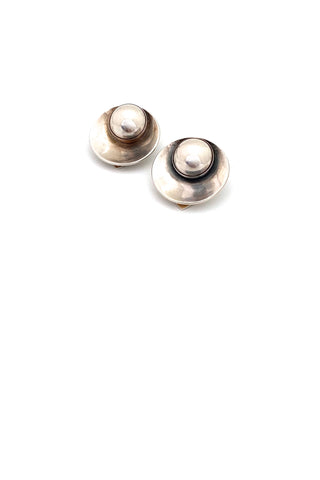 Niels Erik From Denmark vintage silver dome ear clips earrings Scandinavian Modernist jewelry design