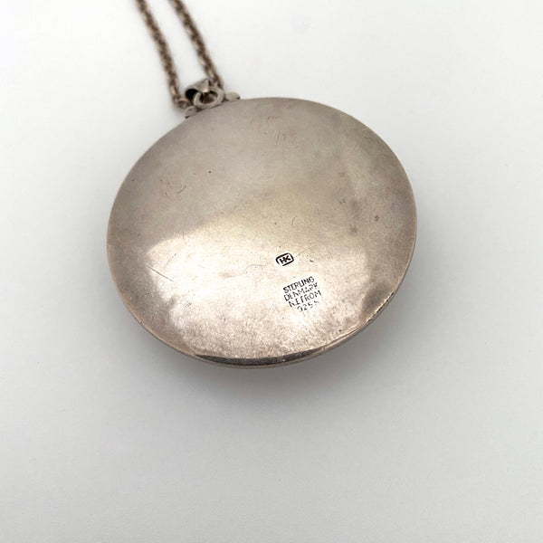 NE From silver & rose quartz round pendant necklace