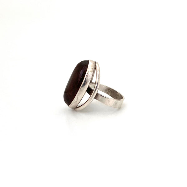 profiel Niels From Denmark vintage silver amber large ring Scandinavian Modernist jewelry design