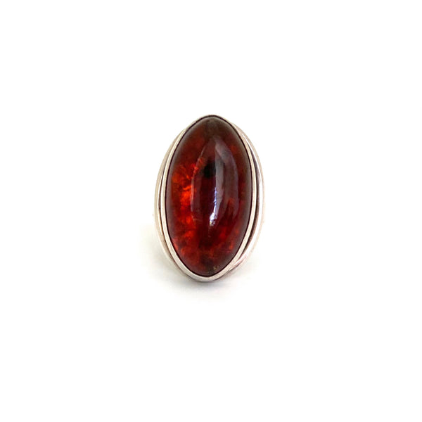 Niels From large silver & amber ring