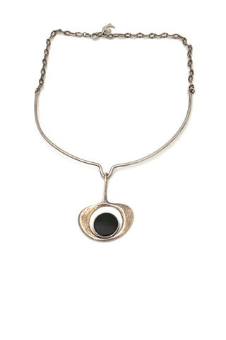 scale Pierre Cardin vintage sterling silver onyx pendant necklace 1 Modernist jewelry design