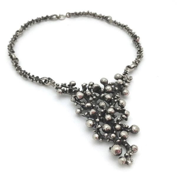 Robert Larin large brutalist pewter bib necklace