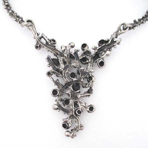 Robert Larin large brutalist pewter bib necklace