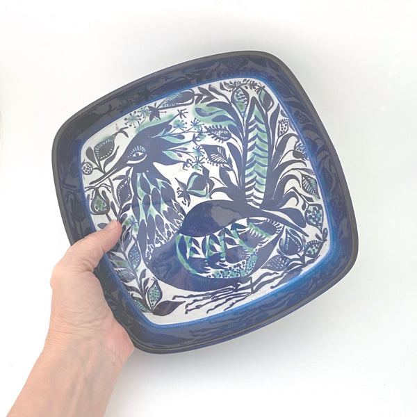 scale Royal Copenhagen Denmark vintage faience ceramic Tenera square bird dish Marianne Johnson 