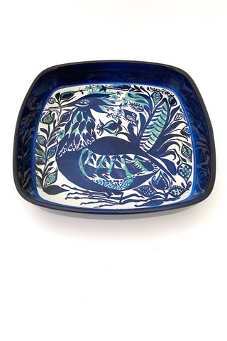 Royal Copenhagen Denmark vintage faience ceramic Tenera square bird dish Marianne Johnson 