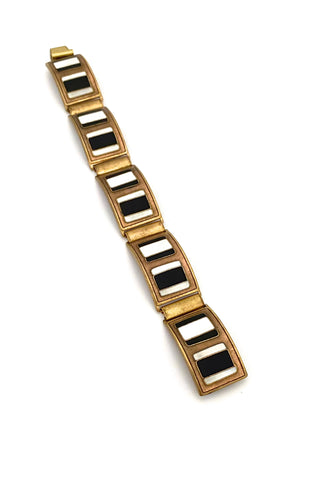 Scholz and Lammel Germany vintage matte enamel panel link bracelet 2 Modernist jewelry design