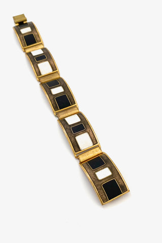 Scholz and Lammel Germany vintage matte enamel panel link bracelet Modernist jewelry design 