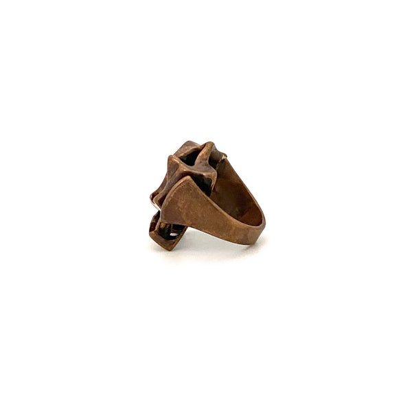 profile Uni David Andersen Norway vintage bronze large brutalist ring Unn Tangerud Scandinavian Modernist jewelry design