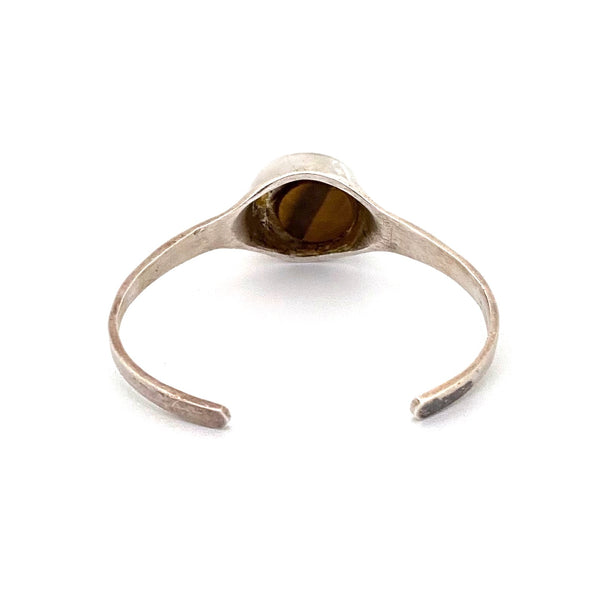 WWL vintage silver & tiger eye Modernist cuff bracelet