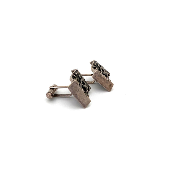 profile vintage Finland sterling silver brutalist cufflinks Scandinavian Modernist jewelry design