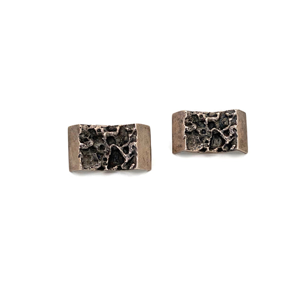 vintage textured silver brutalist cufflinks ~ Finland