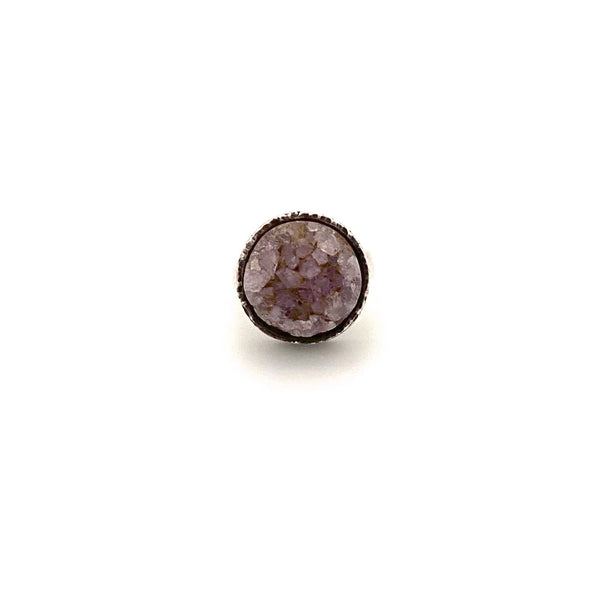 vintage silver & amethyst druzy Modernist ring