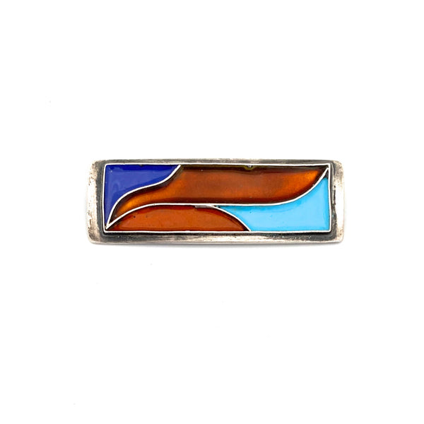 vintage silver & enamel Modernist brooch #1