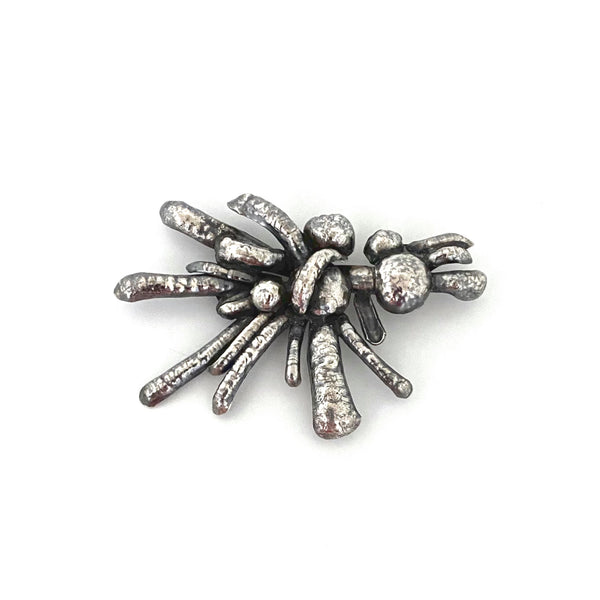 large hand wrought hammered silver abstract brooch