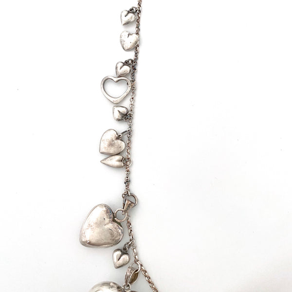 vintage silver hearts charms & pendants necklace ~ 23 hearts