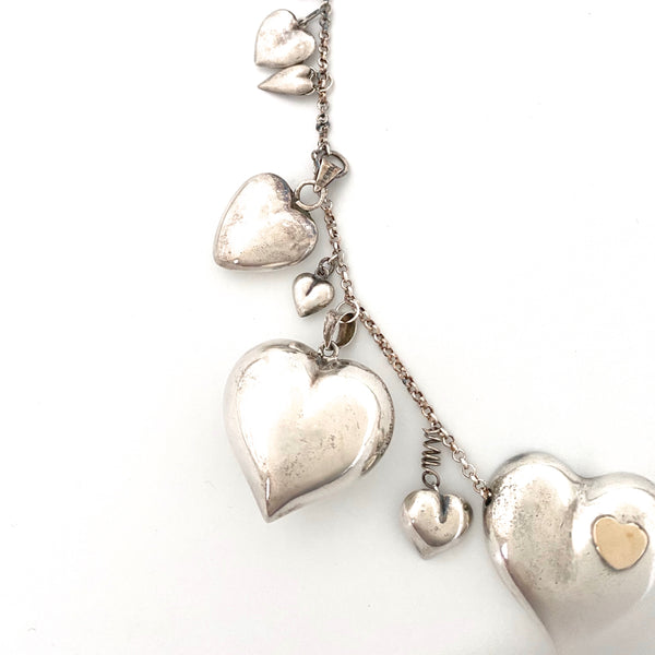 vintage silver hearts charms & pendants necklace ~ 23 hearts