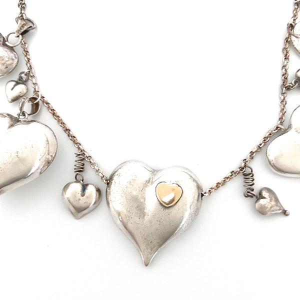 vintage silver hearts charms & pendants necklace ~ 23 hearts