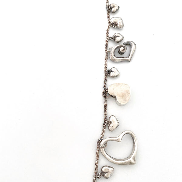 vintage silver hearts charms & pendants necklace ~ 23 hearts