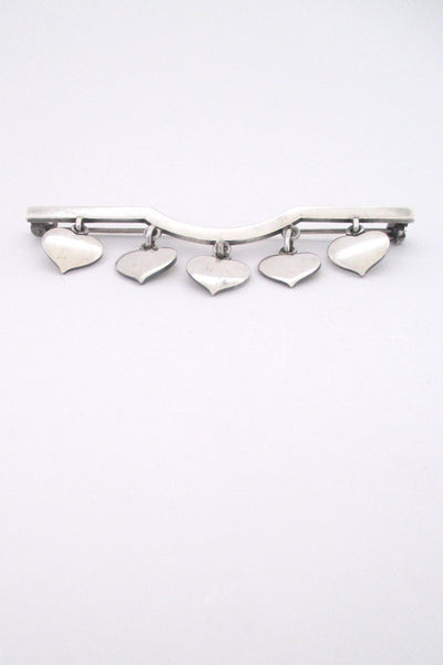 Hans Hansen large kinetic 'aligned hearts' brooch