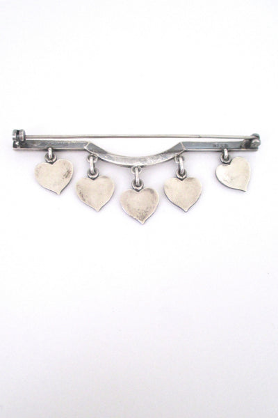 Hans Hansen large kinetic 'aligned hearts' brooch