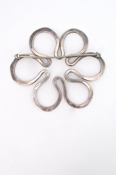 John Lewis hammered silver brooch & earrings - set