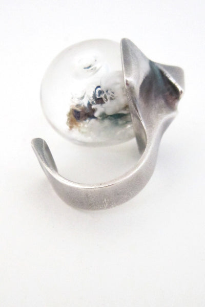 Bjorn Weckstrom for Lapponia Finland vintage silver large "Petrified Lake" ring