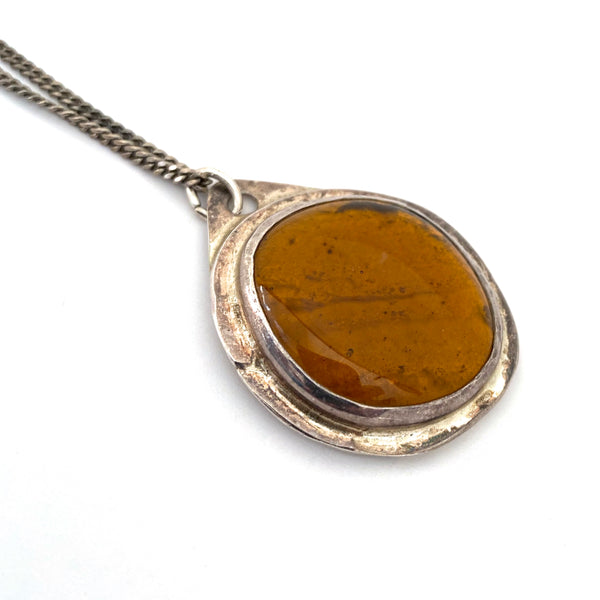 Rafael Canada sterling silver & amber glass pendant necklace – Samantha ...