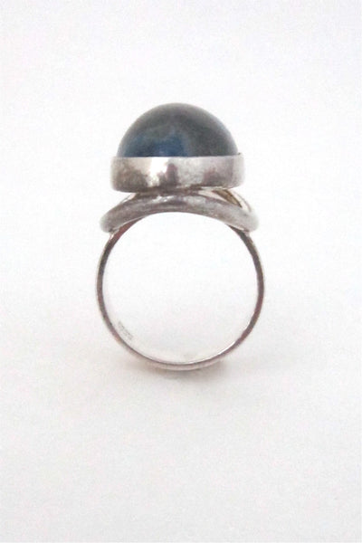 N E From Denmark vintage modernist silver & lapis ring