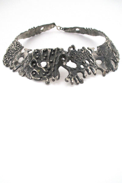 detail Guy Vidal Canada large brutalist pewter neck piece